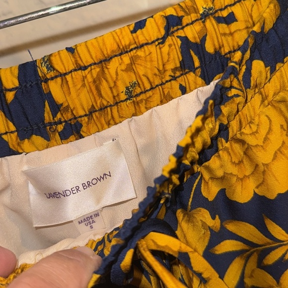 Lavender Brown Floral Shorts ruffled lined small drawstring - Picture 5 of 6